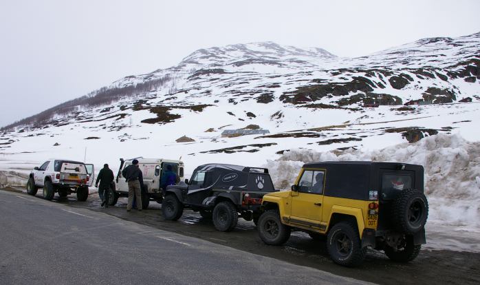 First serious snow on a mountain pass
