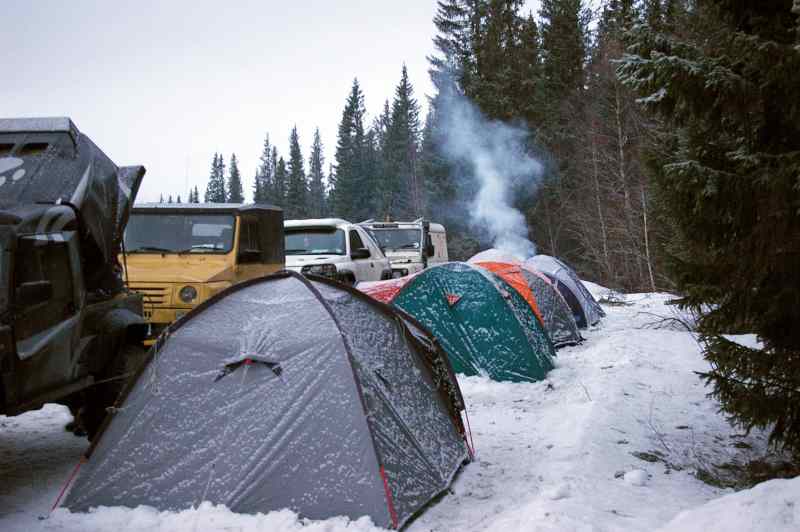 Camping at the roadside at around 700ft altitude.